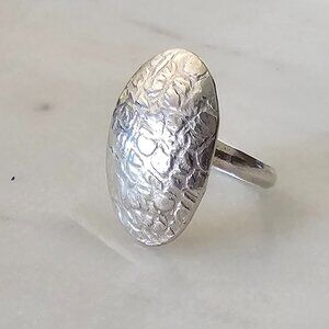 NWOT Peruvian 950 Silver Oval Hammered Finish Ring